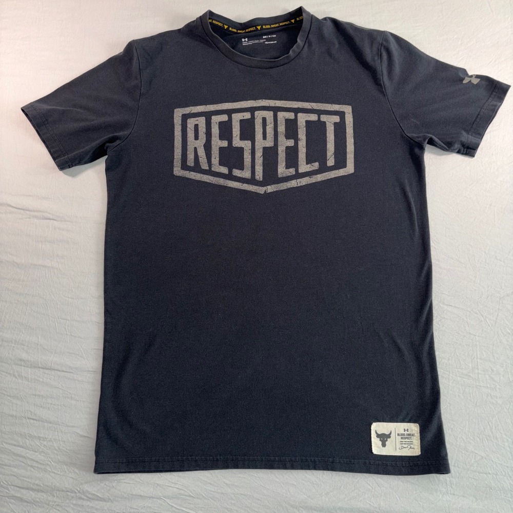 Under Armour Project Rock Respect Graphic T-Shirt Mens Small Black HeatGear